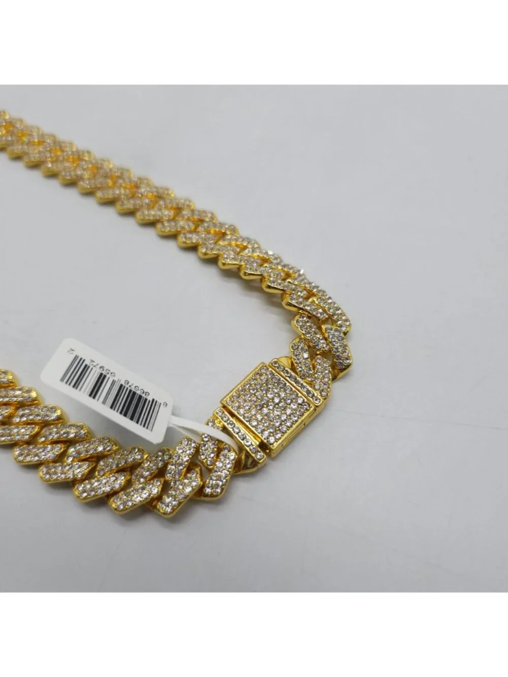 Invicta Mens Gold Tone Cuban Link Necklace Iced Out Crystal Detailing 20